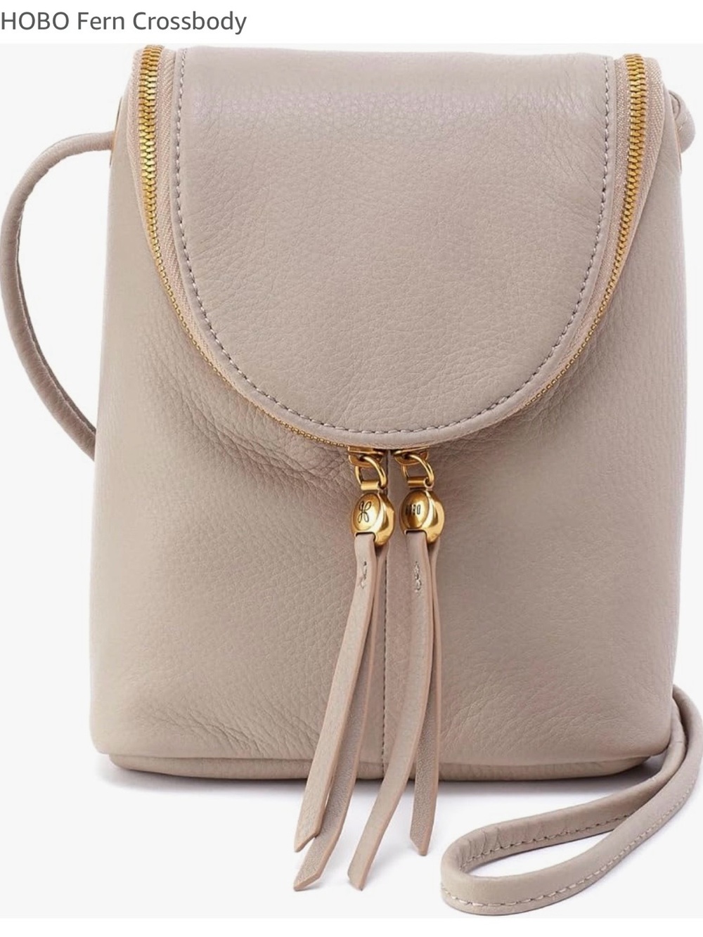 HOBO Fern Small Crossbody in Taupe Leather with Gold Accents